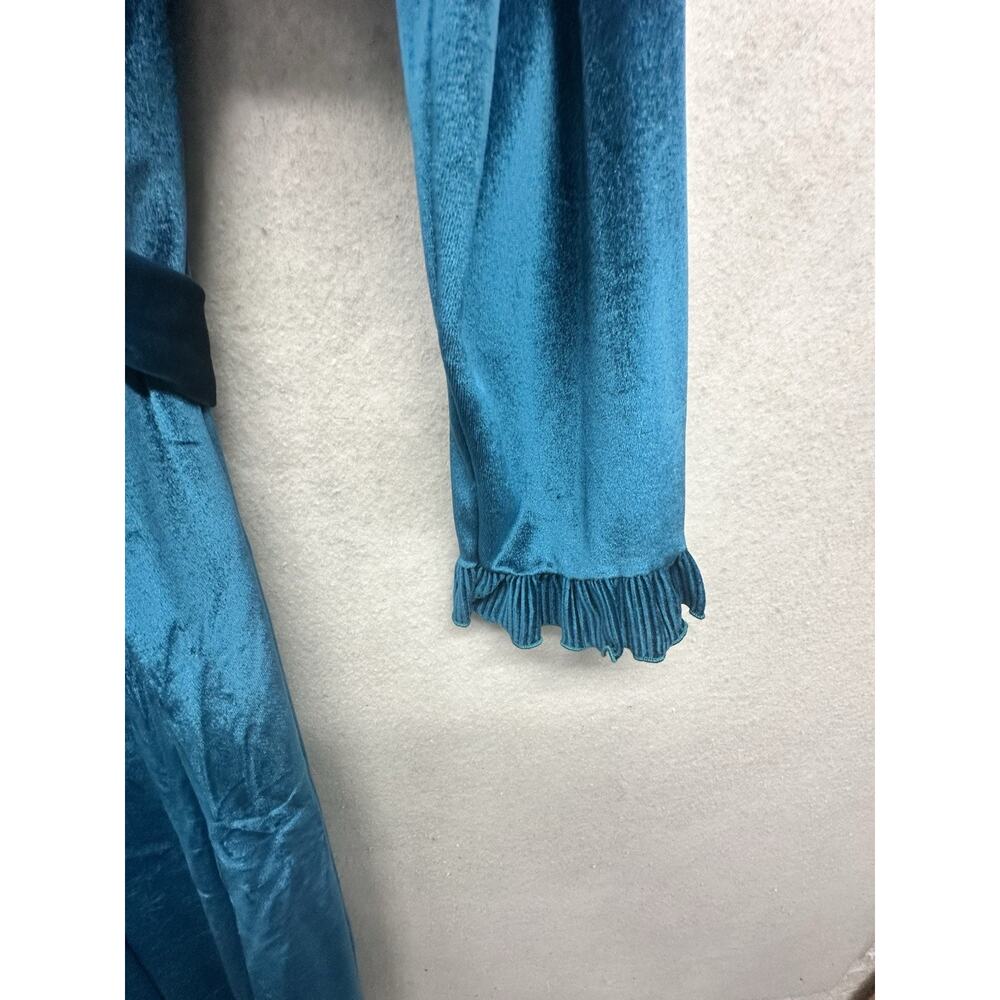 Vintage Robe Helen Of Troy Womens M Velvet Velour Teal Belted Grannycore - Picture 9 of 13